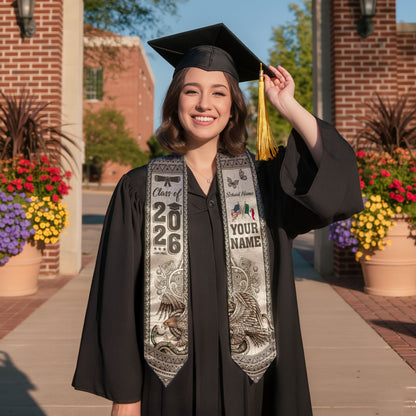 Mexican Graduation Stole 2026 Custom Mexican Graduation Sash, Mexican Flag Graduation Stole