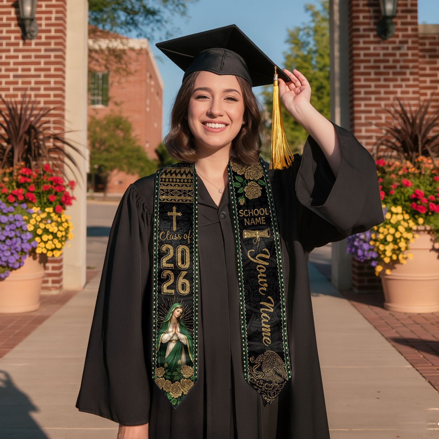 Custom Mexico Graduation Stole 2026 Personalized Mexican Graduation Sash Stoles for Graduation 2026