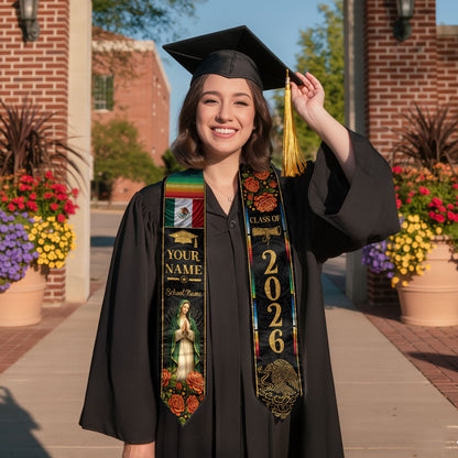 Mexico Graduation Stole 2026 Custom Graduation Sash Personalized Mexican Stoles for Graduation 2026