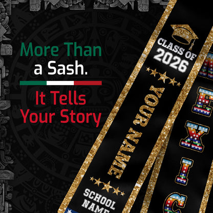 Mexico Graduate Stole 2026, Custom Personalized Sash for Graduation