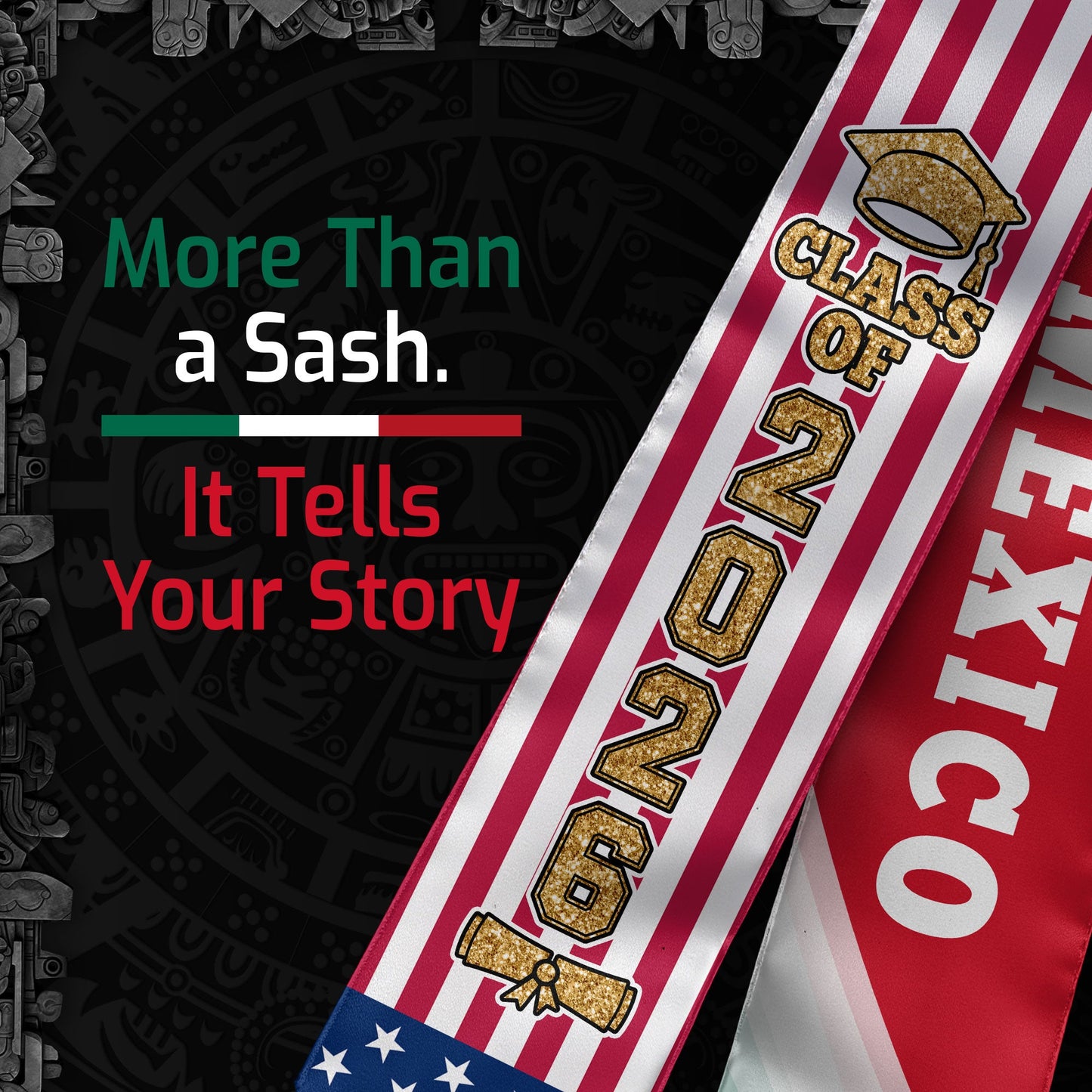 Mexico Graduation Stole 2026, Mexican Sash for Graduation Day, Class of 2026 Celebration