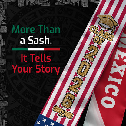 Mexico Graduation Stole 2026, Mexican Sash for Graduation Day, Class of 2026 Celebration