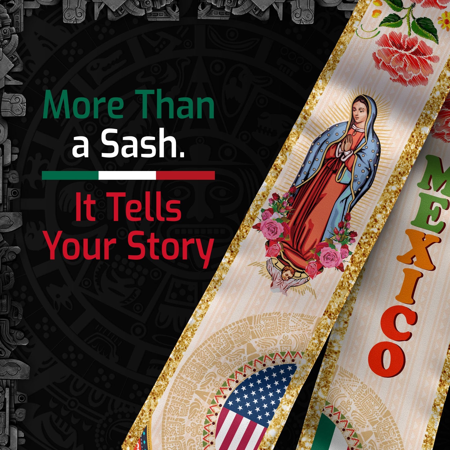 Mexico Sash 2026, Mexican Graduation Stole for High School and College, Senior Class