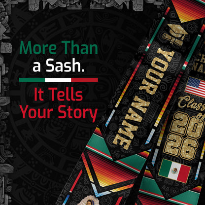 Mexican Graduation Stole 2026, Custom Mexico Sash, Personalized Graduate