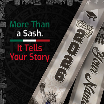 Custom Mexico Graduation Stole, Mexican Sash, Personalized Graduate Class of 2026