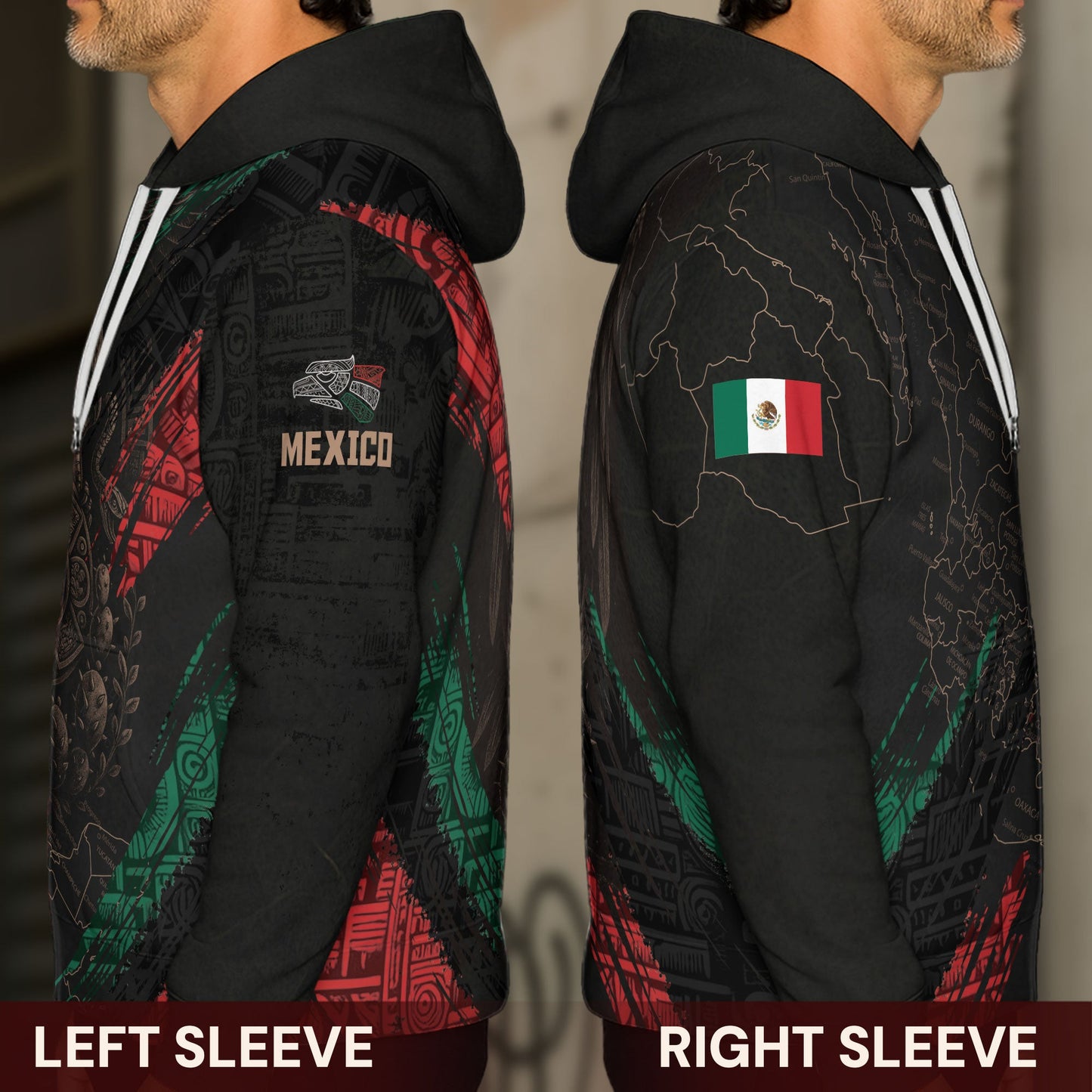 Mexico Aztec Heritage Hoodie 3-Pack Bundle – USA Flag Eagle Pride Unity + Mexico Map Sunstone Flag Warrior + Sunstone Calendar Ancient Symbol