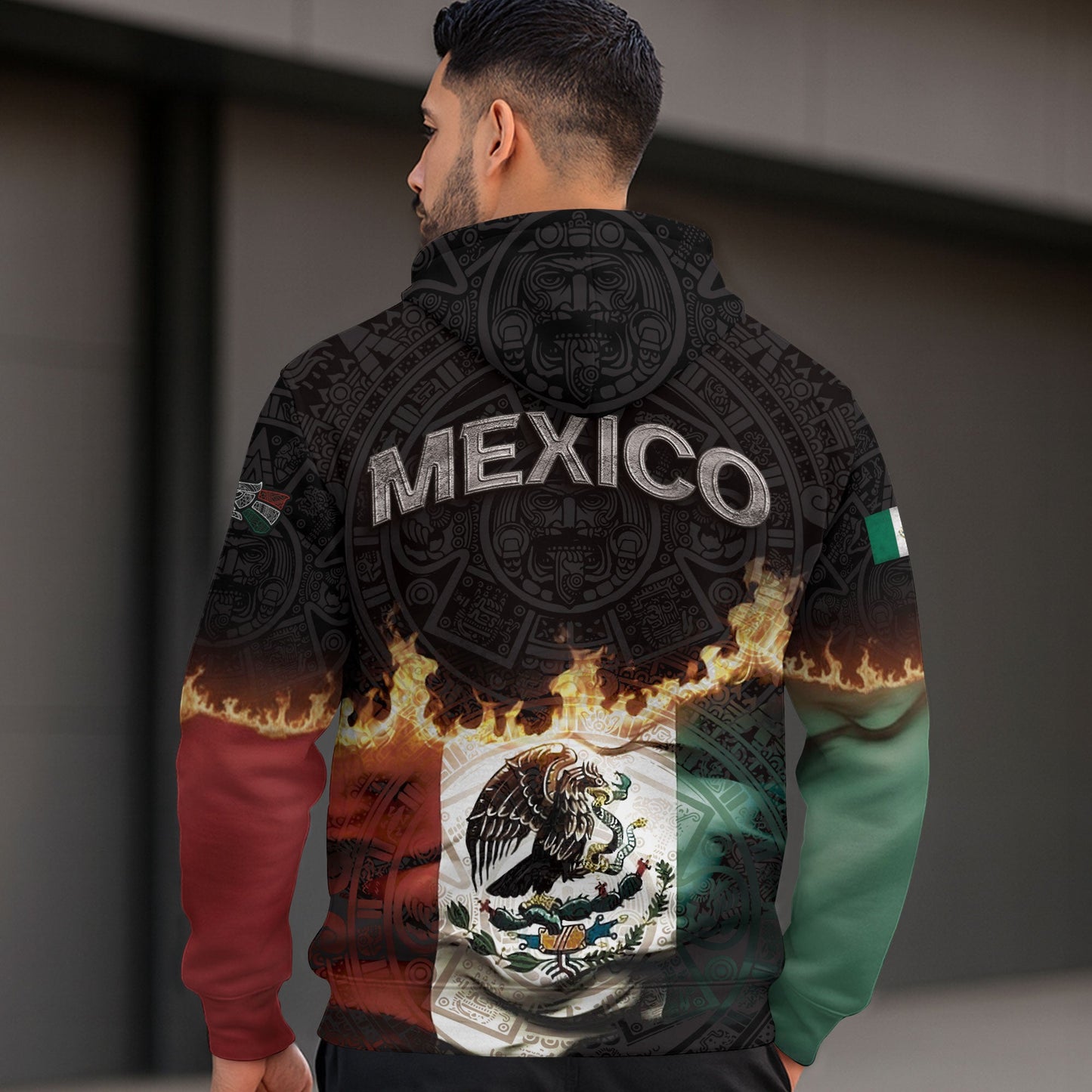 Mexico Flag Guadalupe Eagle Heritage Flame Faith Warrior Pride Hoodie