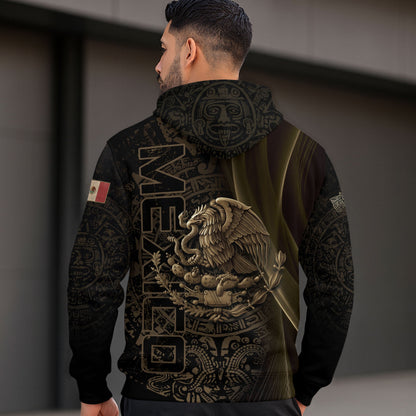 Mexico Eagle Aztec Tribal Pattern Cultural Heritage Mens Hoodie