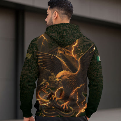 Mexican Aztec Cultural Heritage Eagle And Snake Mens Hoodie