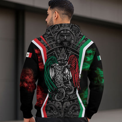 Mexican Black Aztec Calendar Eagle Flag Mens Sudadera De Mexico Hoodie