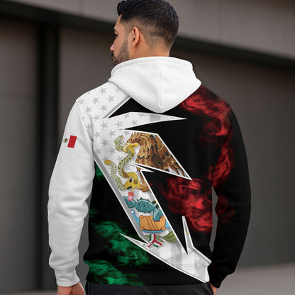 Mexican Black White Lightning Bolt Flag Heritage Mens Sudadera Mexico Hoodie