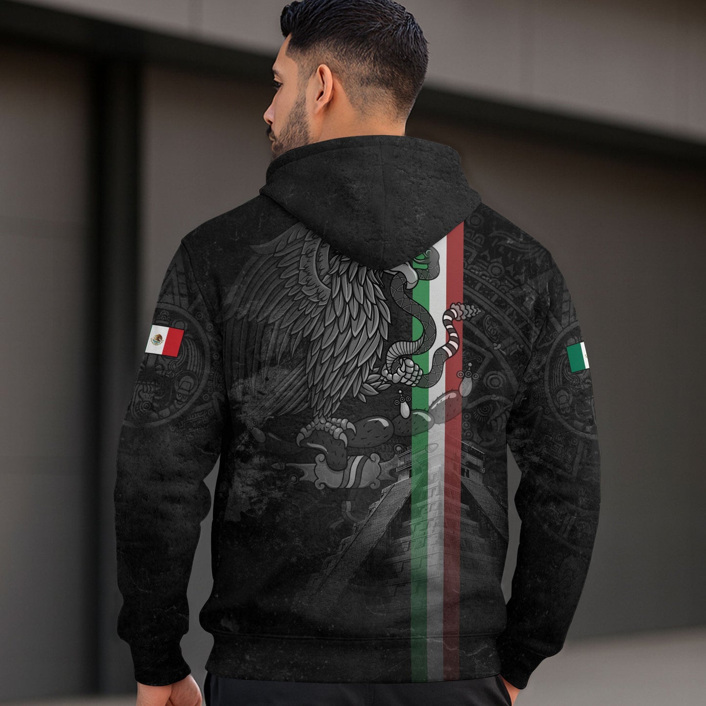 Mexican Aztec Goddess Pyramid National Flag Mens Sudadera De Mexico Hoodie