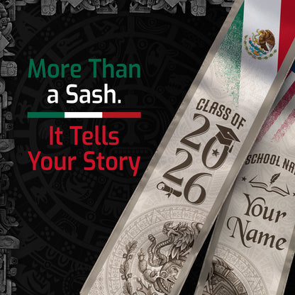 TEST BUNDLE - Mexican Graduation Stole Aztec Calendar Pyramid Eagle USA Mexico Flag Custom Sash (Copy)