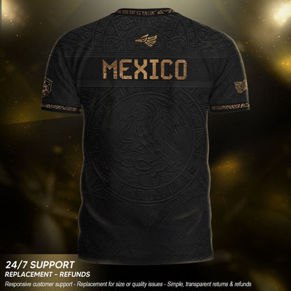 Mexico Heritage Black Bronze Vintage Athletic Aztec Calendar Soccer Jersey