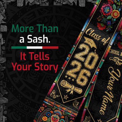 Mexican Graduation Stole Custom 2026 Mexican Graduation Sash, Mexican Stoles for Graduation