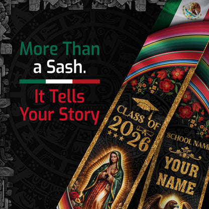 Mexican Graduation Stole Custom 2026 Graduation Sash Mexico, Mexican Flag Stole