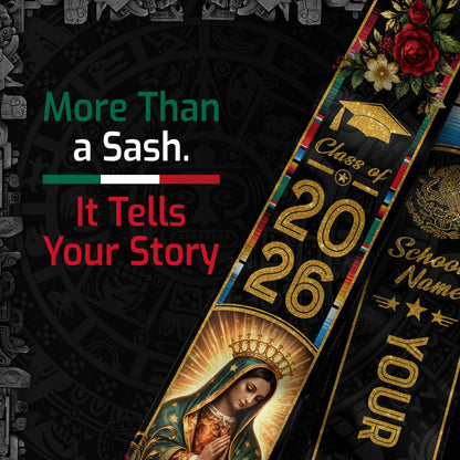 Custom Mexican Graduation Stole 2026 Personalized Mexico Graduation Sash Stoles for Graduation