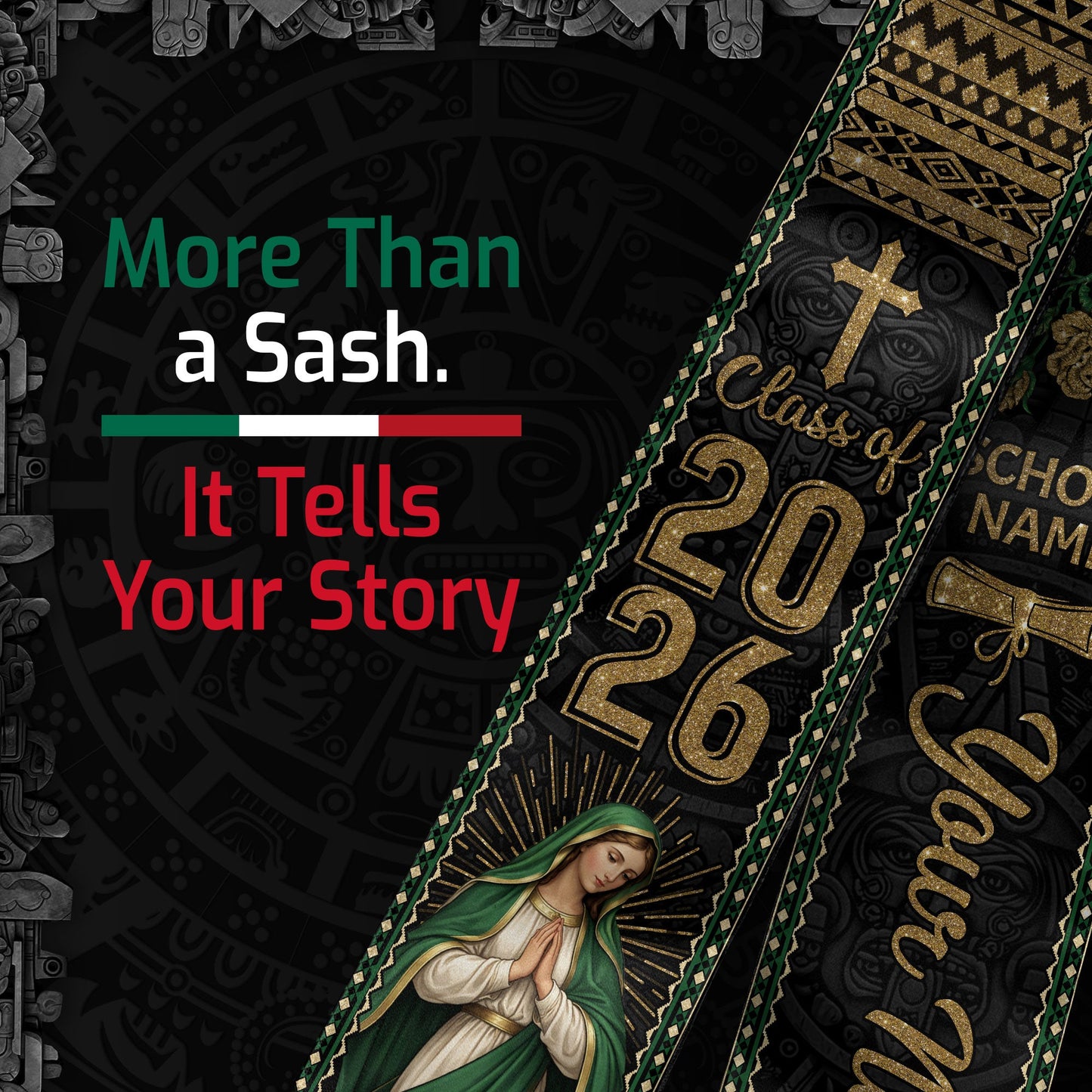 Custom Mexico Graduation Stole 2026 Personalized Mexican Graduation Sash Stoles for Graduation 2026
