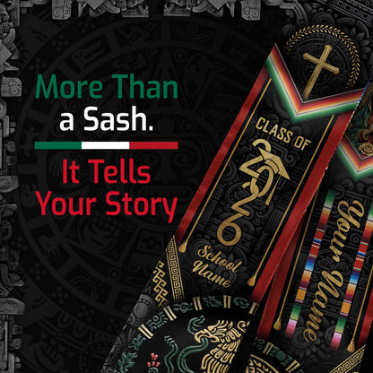 Mexican Style Graduation Stole 2026 Custom Graduation Sash Personalized Stoles for Graduation Mexico