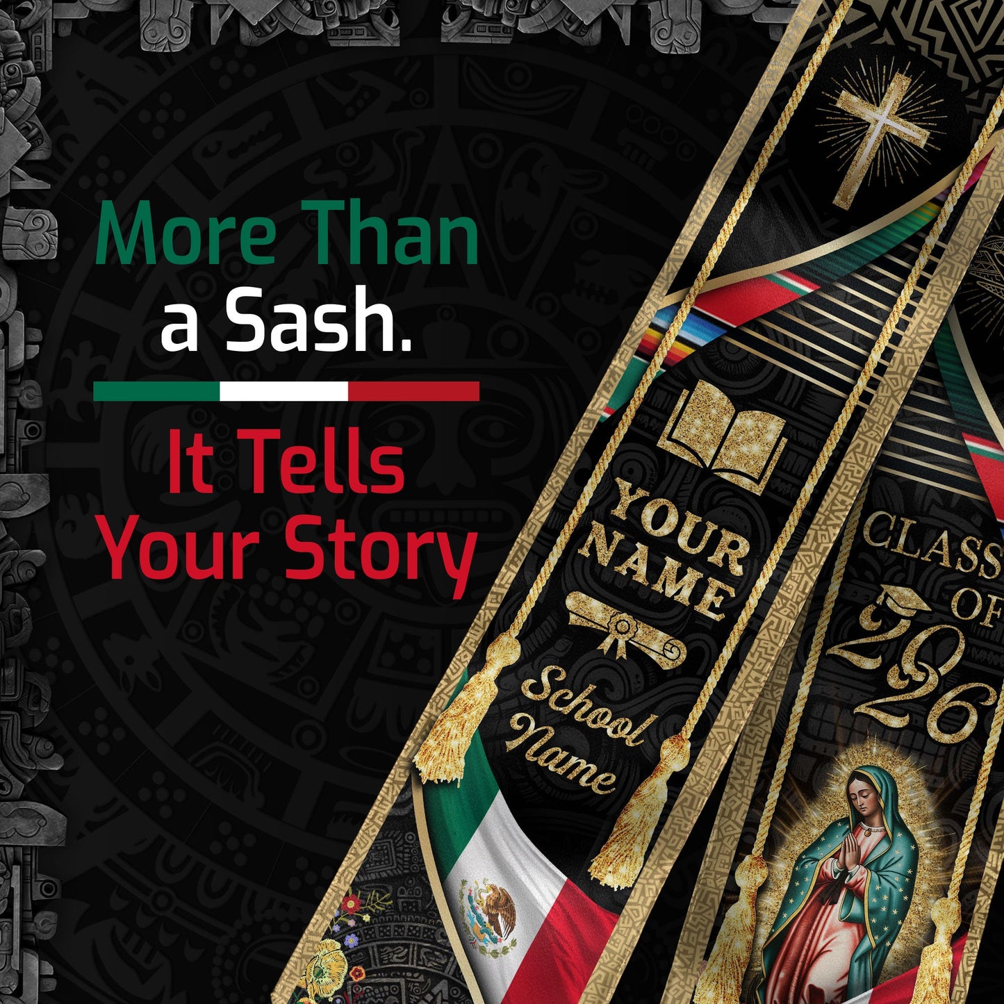 Custom Mexican Graduation Stole 2026 Proud Mexican Graduation Sash Personalized Graduation Stoles Mexico Graduation Sash Customize
