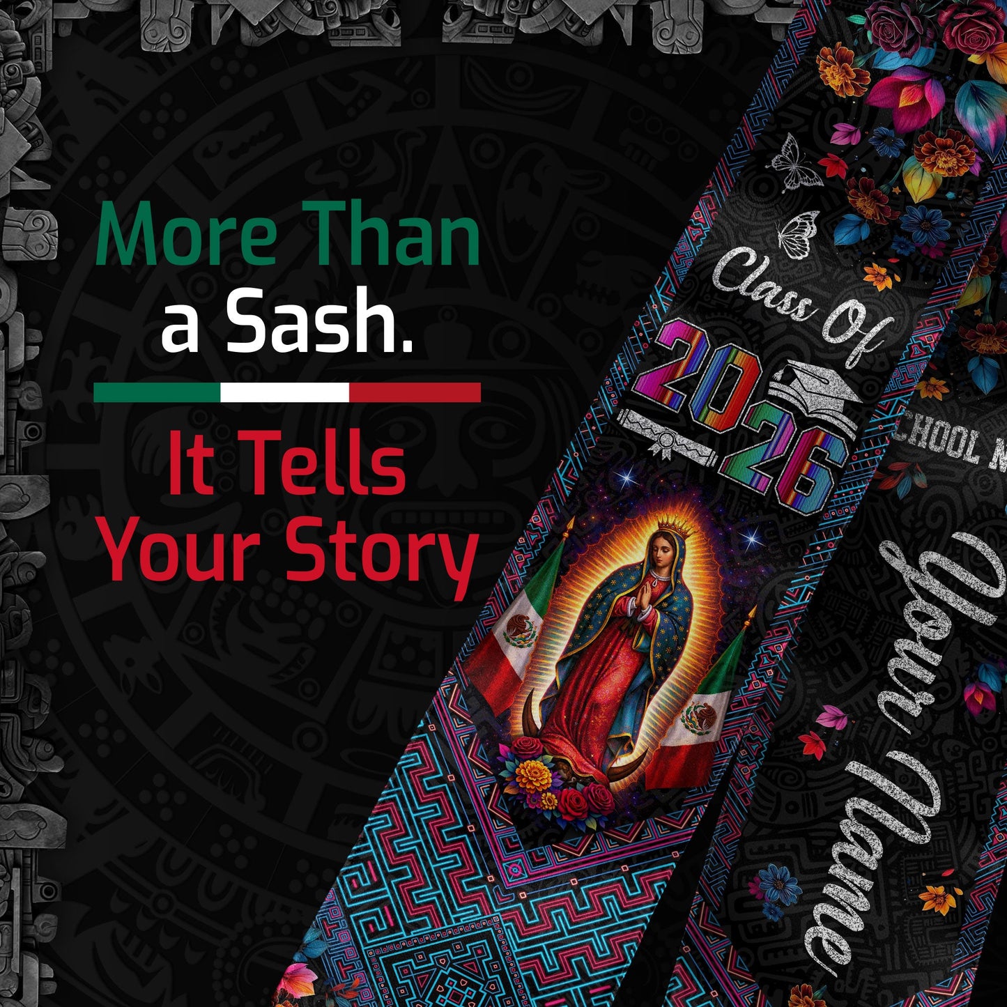 Mexico Graduation Sash 2025 Custom Graduation Stole Unique Graduation Sash Customize