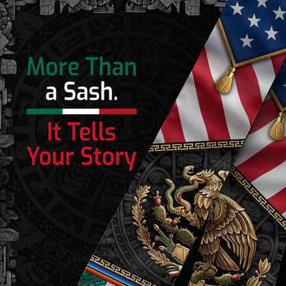 Mexican American Graduation Stole - Aztec Eagle Heritage Sash Gift