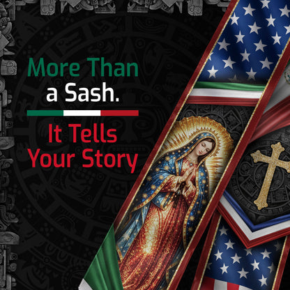 Mexican American Graduation Stole - Mexico USA Flag Dual Heritage Sash
