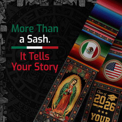 Mexico Serape Graduation Stole Custom Name 2026 Mexican American Grad Gift Sash