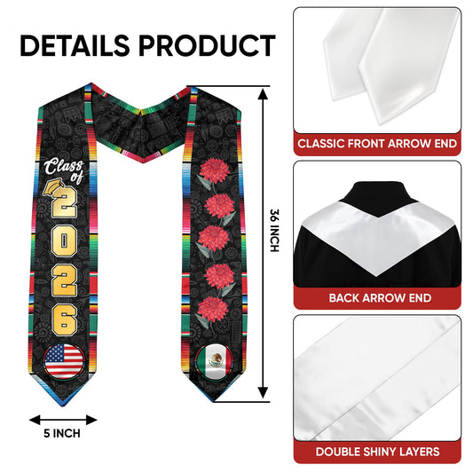 Mexico Mexican Graduation Stole 2026, Sash for Senior Graduate