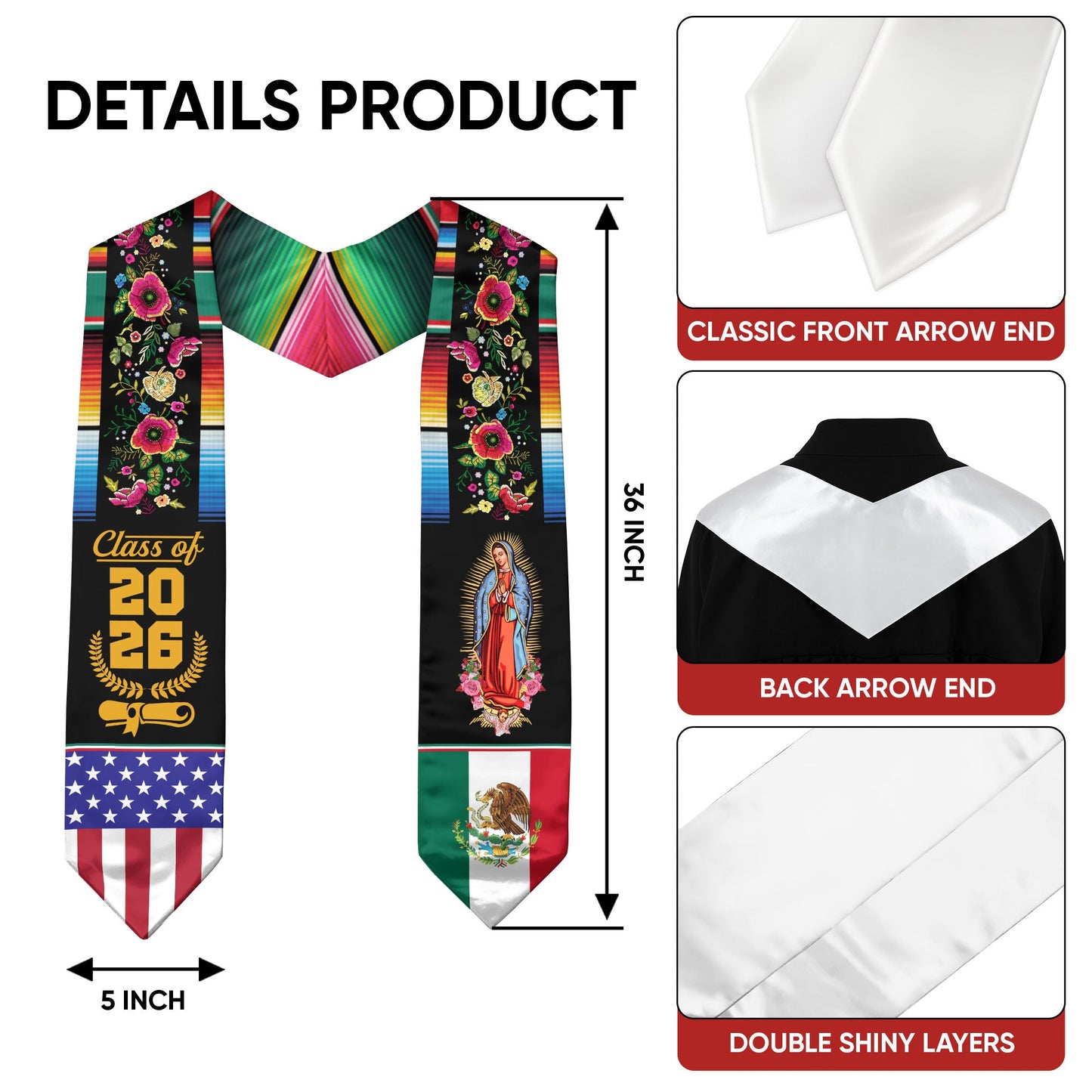 Mexican Graduation Stole Mexico 2026, Cultural Sash for Students
