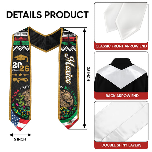 Mexico 2026 Stole, Mexican Sash for Graduation Outfit