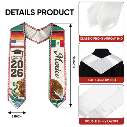 Mexican Sash Stole Mexico 2026, Class of 2026 Senior Stole