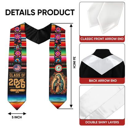 Mexican Graduate Sash 2026, Mexico Stole for Graduation Ceremony