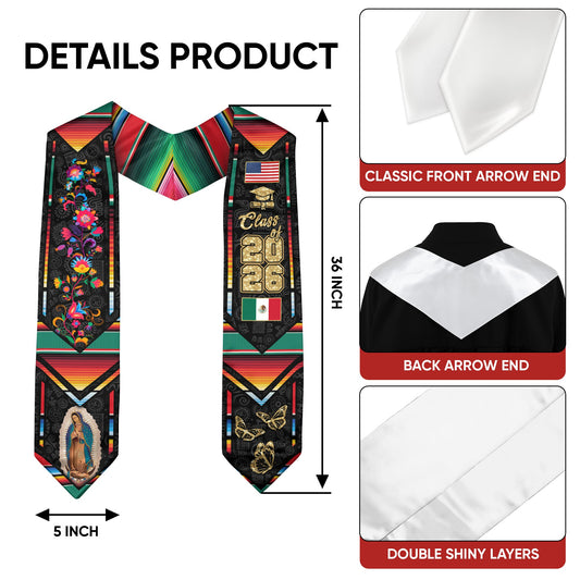 Mexican Stole Mexico Graduation 2026, Sash for Graduate Ceremony