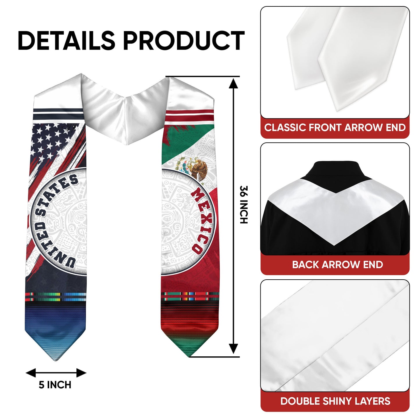 Graduation Sash Mexican Mexico 2026, Stole for Class Graduate