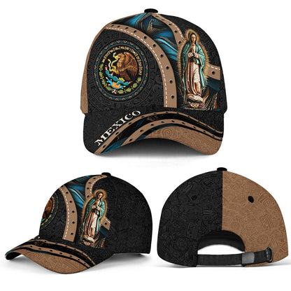 Custom Mexico Heritage Pride Hat 2-Pack Bundle – USA Flag Eagle Roots Unity + Guadalupe Virgin Mary Eagle Aztec Faith
