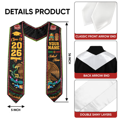 Mexican Mexico Aztec Graduation Stole 2026, Custom Sash for Graduate Ceremony
