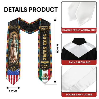 Mexican Aztec Graduate Sash 2026, Custom Mexico Graduation Stole Premium Finish