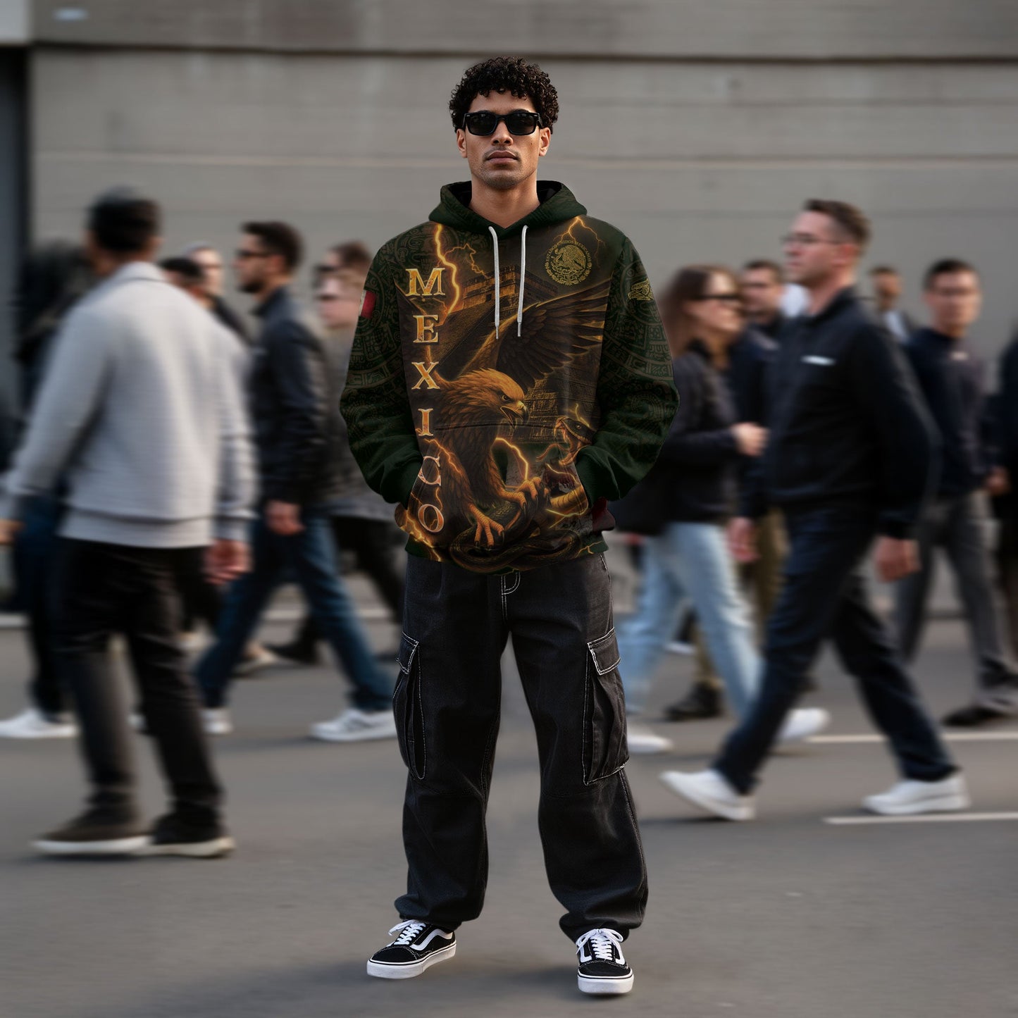 Mexican Aztec Cultural Heritage Eagle And Snake Mens Hoodie