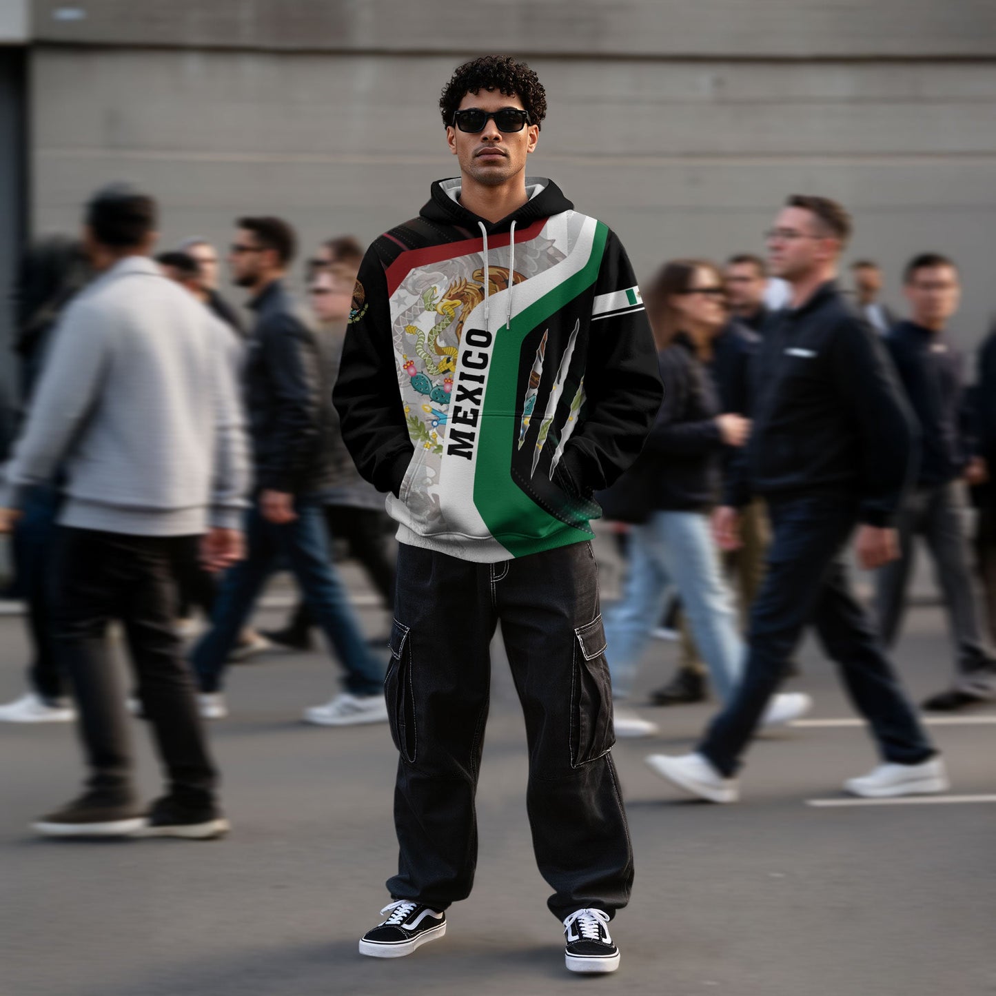 Mexico Pride Black Eagle Snake National Flag Heritage Mens Sudadera De Mexico Hoodie