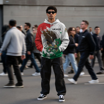 Mexican Eagle Snake Streetwear National Flag Heritage Mens Sudadera Hoodie