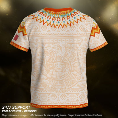 Beige Mexico Soccer Jersey Kids Set Aztec Calendar Mexican Youth Football Shirt Shorts