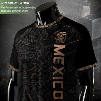 Mexico Heritage Orgullo Mexicano Black Aztec Pyramid Calendar Vintage Soccer Jersey