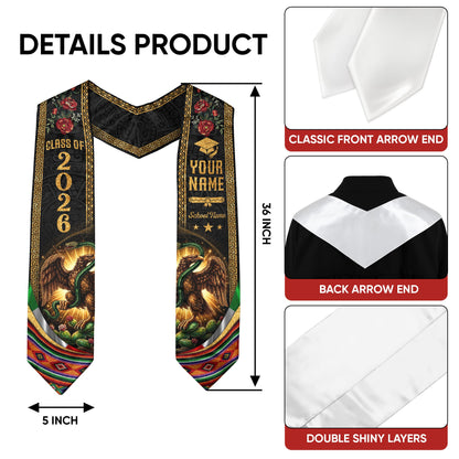 Mexican Graduation Stole 2026 – Custom Mexican Flag Graduation Sash, Mexican Stoles for Graduation