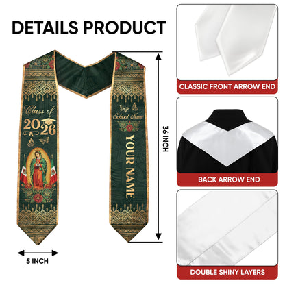 Mexican Graduation Stole 2026 Personalized Mexican Graduation Sash, Mexican Flag Stole