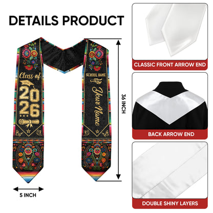Mexican Graduation Stole Custom 2026 Mexican Graduation Sash, Mexican Stoles for Graduation