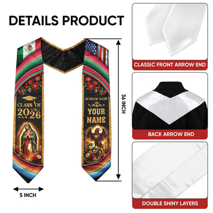 Mexican Graduation Stole Custom 2026 Graduation Sash Mexico, Mexican Flag Stole