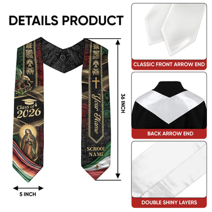 Mexican Graduation Sash 2026 Custom Graduation Stole Personalized Stoles for Graduation Mexico