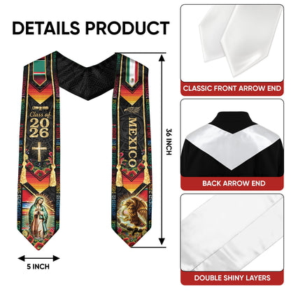 Catholic Graduation Stole 2026 Guadalupe Mexico Eagle Religious Hispanic