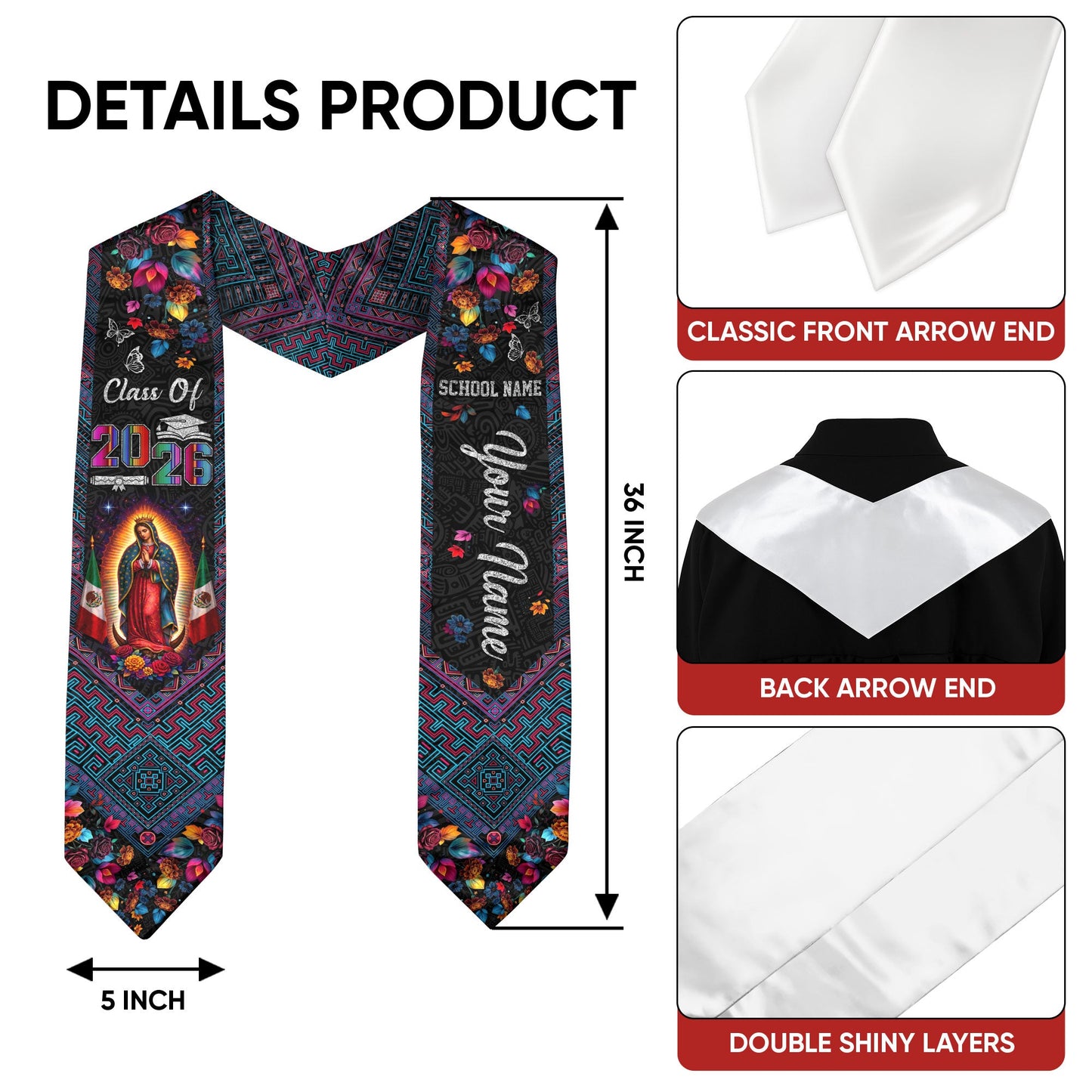 Mexico Graduation Sash 2025 Custom Graduation Stole Unique Graduation Sash Customize